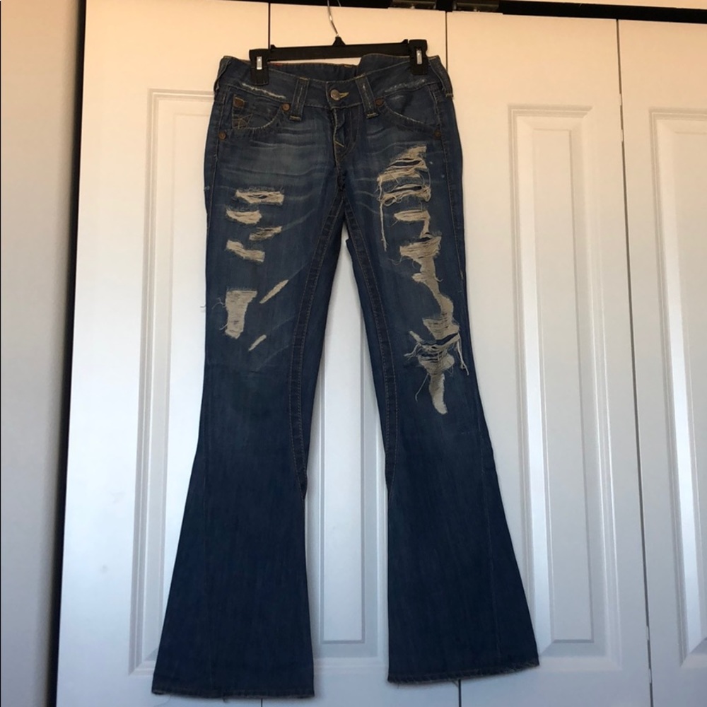 True Religion Flare Ripped Jeans preowned
